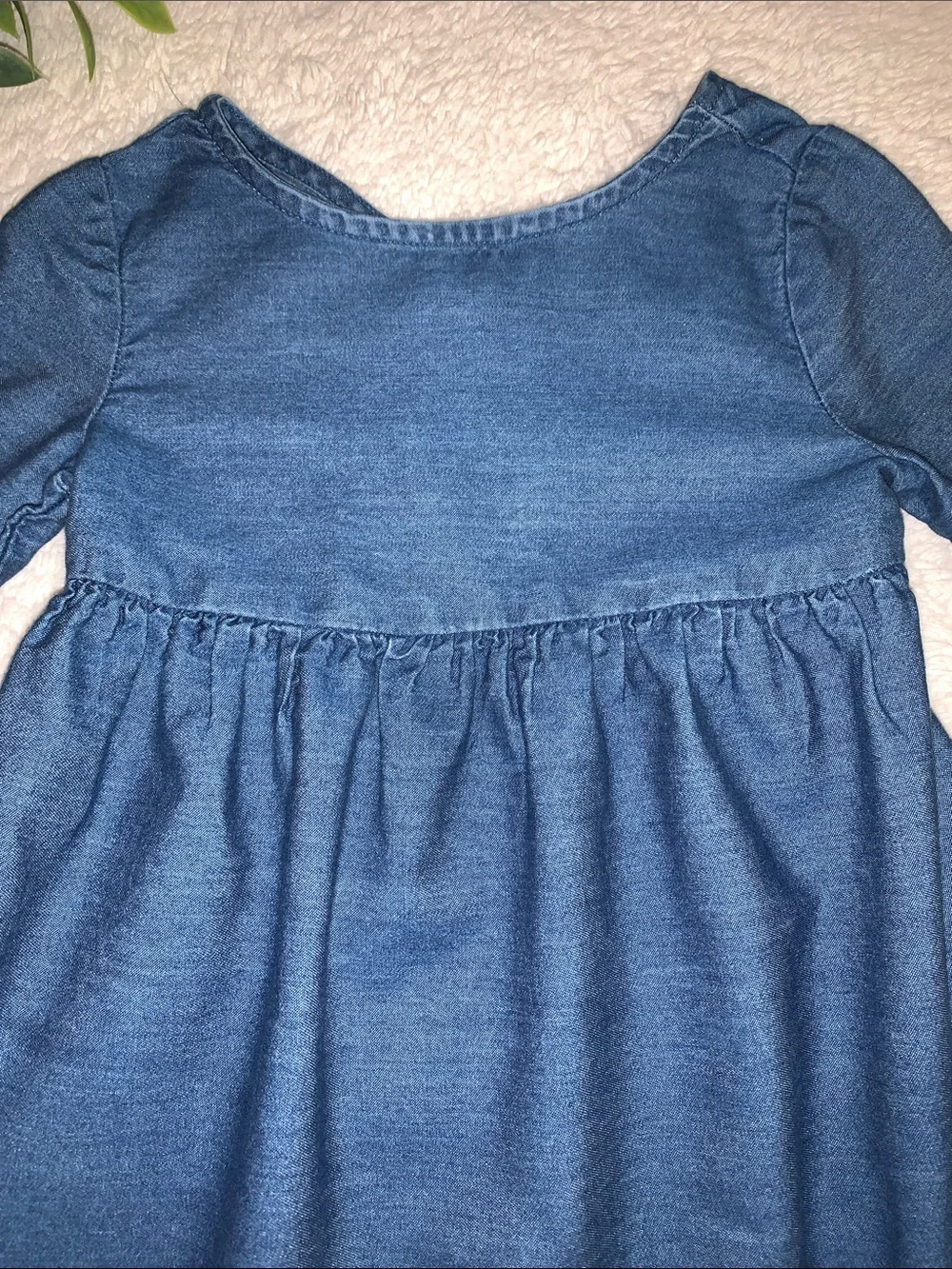 Old Navy Blue Geometric Eyelet Design Dress 12-18M Baby Girl